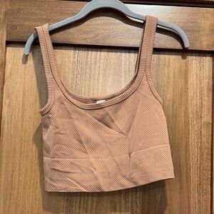 Nikibiki Ribbed Scoop Neck Cropped Tank — Clay